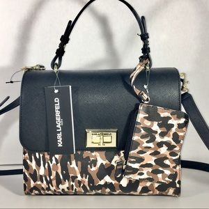 NWT Karl Lagerfeld Leopard Crossbody/Satchel